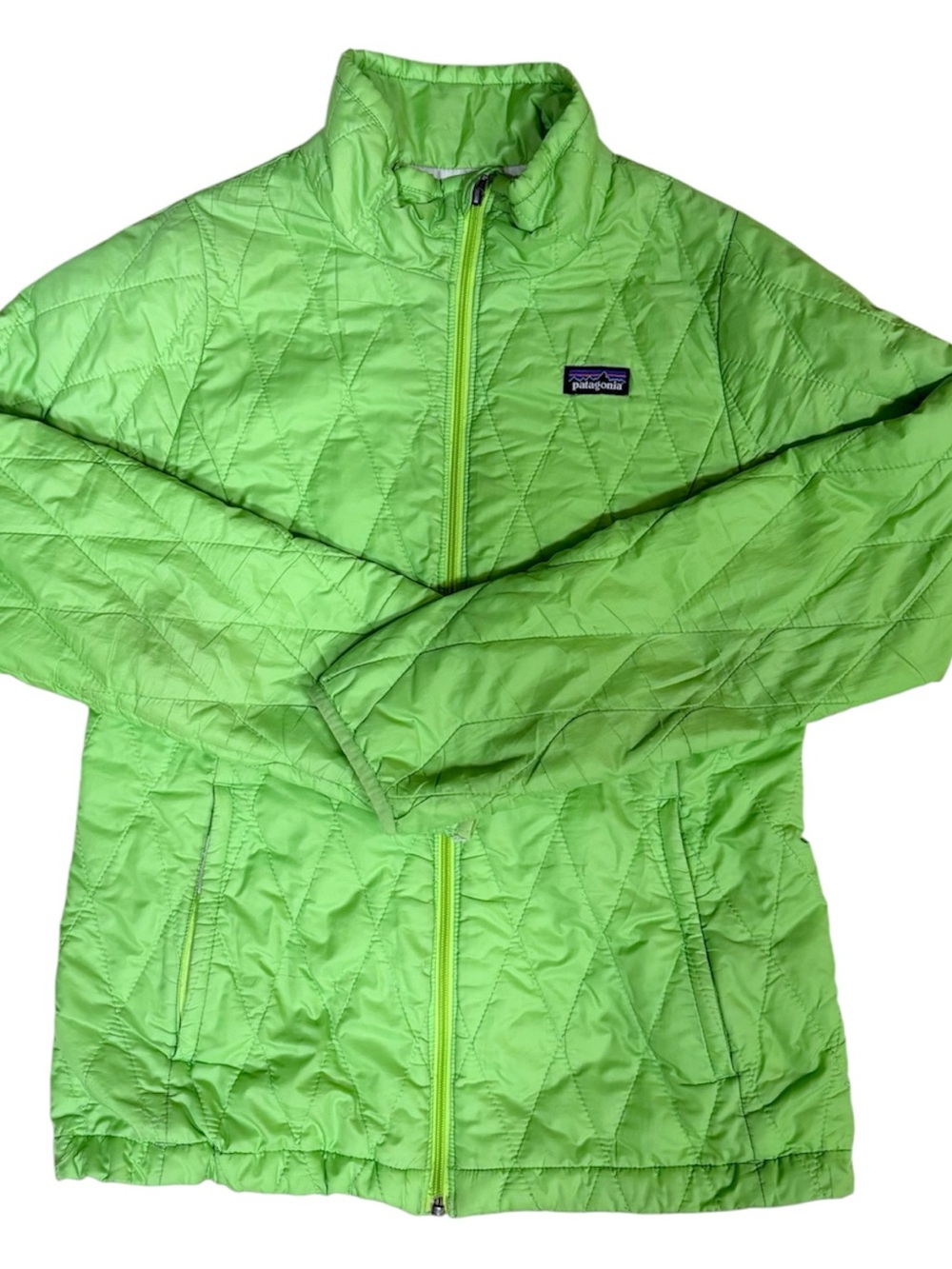 Patagonia Kids Lime Green Quilted Puffer Jacket
